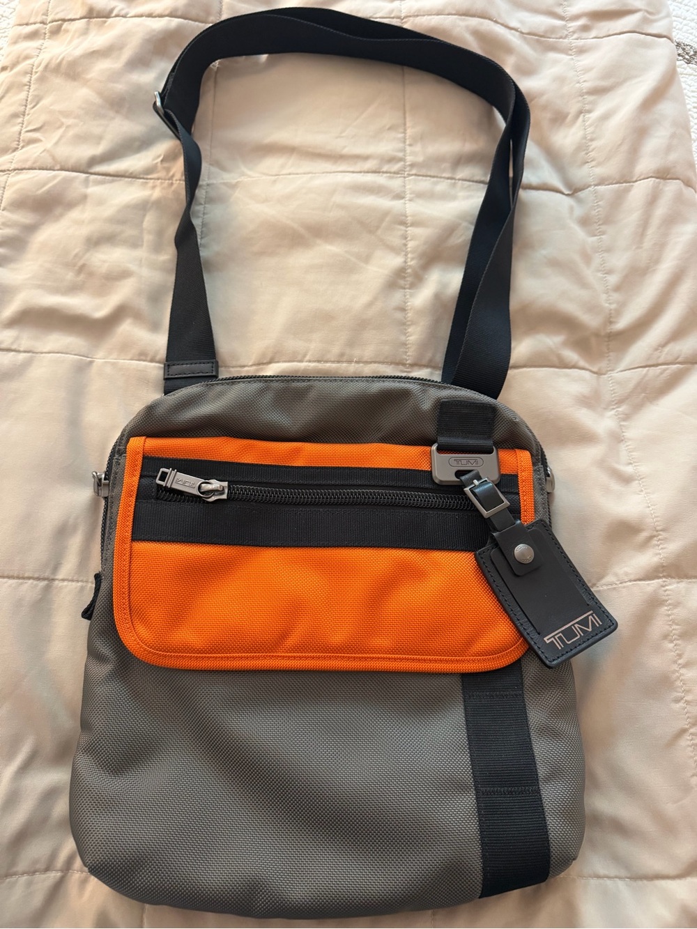 Tumi Gray and Orange Messenger Crossbody